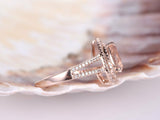 1.2ct Pear Cut Peach Morganite Double Halo Engagement Ring 14k Rose Gold Finish