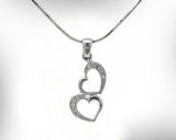 1ct Round Cut VVS1D Diamond Double Heart Pendant 14k White Gold Finish NO CHAIN