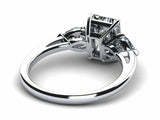 1.6ct Radiant Cut Diamond Three Stone Engagement Ring 14k White Gold Finish