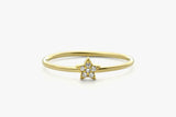 Star Shaped Minimalist Engagement Ring 0.5ct Round Diamond 14k Yellow Gold Over