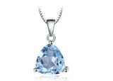 1ct Blue Topaz Pendant Trillion Cut Solitaire 14k White Gold Finish NO CHAIN