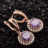 1.5Ct Round Cut Purple Amethyst Circular Party Drop Earrings 14K Rose Gold Over