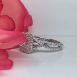 2.1ct Princess Diamond Engagement Ring Dual Halo Split Band 14k White Gold Over