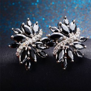 2.4ct Marquise Black Diamond Unique Statement Stud Earrings 14k WhiteGold Finish