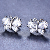 4ct Pear Cut VVS1D Diamond Butterfly Shape Stud Earrings 14k White Gold Finish