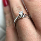 4 Prong Solitaire Engagement Ring 0.7ct Round Cut Diamond 14k White Gold Finish