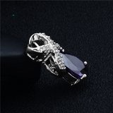 2Ct Pear Cut Purple Amethyst Diamond Alpha Pendant 14K White Gold Over NO CHAIN