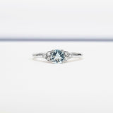 0.5ct Round Blue Aquamarine Diamond Accents Solitaire Ring 14k White Gold Finish