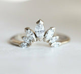 1.5ct Marquise Cut Diamond Engagement Ring 14k White Gold Finish Crown Tiara