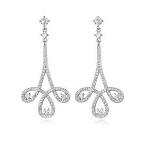 2ct Round Cut VVS1D Diamond Wedding Women Dangle Earrings 14k White Gold Finish