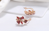 3ct Trillion Cut Red Garnet Elegant Party Women Drop Earrings 14k Rose Gold Over