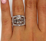 6Ct Emerald Cut Diamond Unique Wide Cocktail Engagement Ring 14K White Gold Over