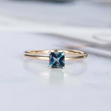 0.5ct Princess London Blue Topaz Engagement Ring Solitaire 14k Yellow Gold Over