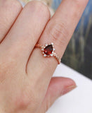 0.6ct Pear Cut Red Garnet Engagement Ring 14k Rose Gold Finish Fancy Solitaire