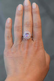 3ct Oval Cut Pink Sapphire Diamond Halo Floral Engagement Ring 14k RoseGold Over