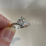 1ct Round Cut Moissanite Heart Shape Prong Solitaire Ring 14K White Gold Plated