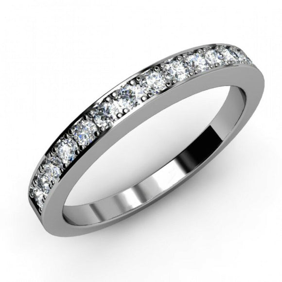 1ct Round Cut VVS1D Diamond Half Eternity Wedding Ring 14k White Gold Finish