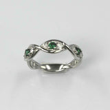 1ct Round Cut Green Emerald Wedding Band Twisted Eternity 14k White Gold Finish