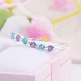 1ct Round Alternate Purple Amethyst Blue Topaz Wedding Band 14k White Gold Over