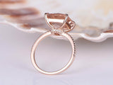 1ct Princess Cut Peach Morganite Solitaire Engagement Ring 18k Rose Gold Finish