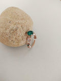 1.2ct Engagement Ring Round Cut Green Emerald Infinity Wave 14k Rose Gold Finish