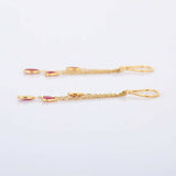 2ct Drop Earrings Marquise Cut Pink Ruby Dangling Chain 14k Yellow Gold Finish