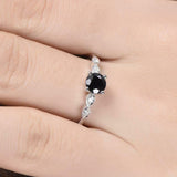 1ct Round Cut Black Diamond Engagement Ring Five Stone 14k White Gold Finish