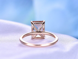 1.2ct Emerald Cut Peach Morganite Diamond Round Accents Ring 14k Rose Gold Over