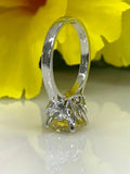 1.2ct Asscher Cut Yellow Sapphire 3 Stone Engagement Ring 14k White Gold Finish