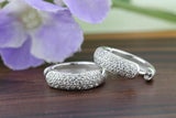 3 Row Micro Pave Set Hoop Earrings 2ct Round Cut Diamond 14k White Gold Finish