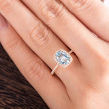 2.1ct Oval Cut Blue Aquamarine Halo Solitaire with Accent Ring 14k RoseGold Over