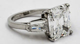 2.3ct Asscher Cut Diamond Engagement Ring Accents Trilogy 14k White Gold Finish