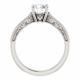 2ct Round Cut Diamond Vintage Solitaire Engagement Ring 14k White Gold Finish