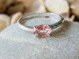 1.2ct Engagement Ring Oval Cut Peach Morganite Solitaire 14k White Gold Finish