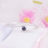 0.2ct Round Cut Blue Sapphire Tension Set Solitaire Ring 14k White Gold Finish