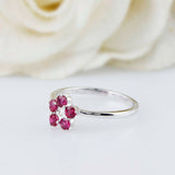 1ct Round Cut Pink Ruby Engagement Ring Floral Minimalist 14k White Gold Finish