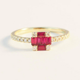 2ct Oval Pink Ruby Engagement Ring Baguette Accent Solitaire 14k Rose Gold Over