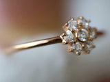 1.2ct Engagement Ring Round Cut Diamond Floral Minimalist 14k Yellow Gold Finish