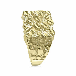 New Mens Nugget Shape Designed Custom Fancy Signet Ring 14k Yellow Gold Finish