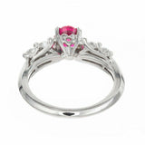 2ct Oval Pink Ruby Engagement Ring Five Stone Round Accent 14k White Gold Finish