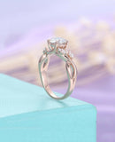 2ct Round Cut Diamond Engagement Ring Marquise Leaf Accents 14k Rose Gold Finish