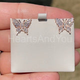 2ct Round Cut Moissanite Butterfly Stud Earrings For Women 14k Rose Gold Plated