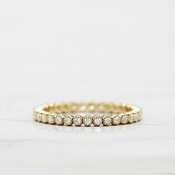 Full Eternity Wedding Band 1.2ct Round Cut VVS1D Diamond 14k Yellow Gold Finish