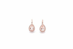 2ct Pear Cut Champagne Morganite Tear Drop Stud Earring 14k Rose Gold Finish New