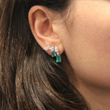 5ct Green Emerald Pear Diamond Cocktail Party Drop Earring 14k White Gold Finish