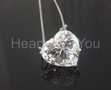 1ct Heart Cut Simulated Diamond Solitaire Pendant Chain 14k White Gold Plated