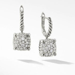 2Ct Round Cut VVS1/D Diamond Cluster Braided Drop Earrings 14K White Gold Finish