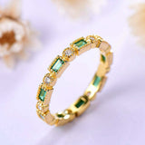 1ct Baguette Cut Green Emerald Stackable Eternity Women Band 14k YellowGold Over