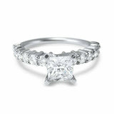 2.5ct Princess Cut Diamond Bridal Set Band Engagement Ring 14k White Gold Finish