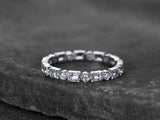 1.35ct Wedding Ring Band Baguette Cut Diamond Full Eternity 14k White Gold Over